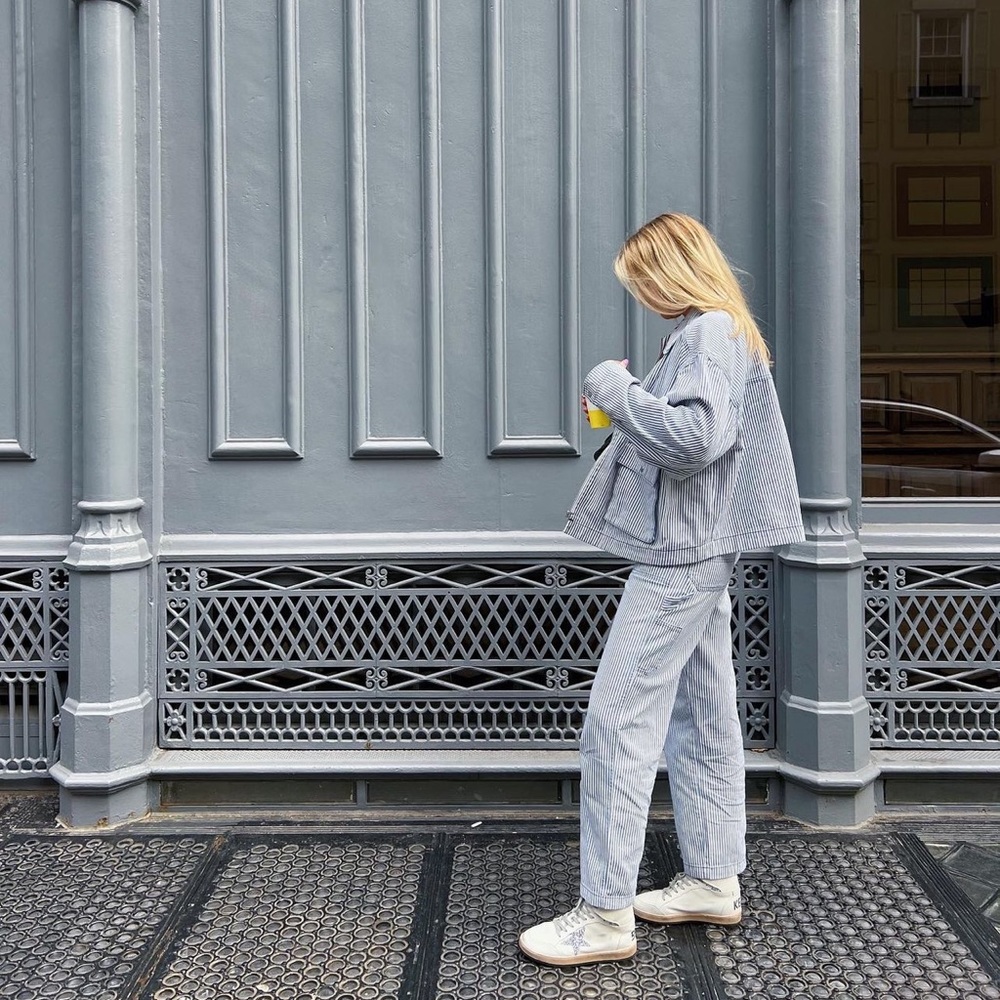 Striped Denim Jacket + Pants Set